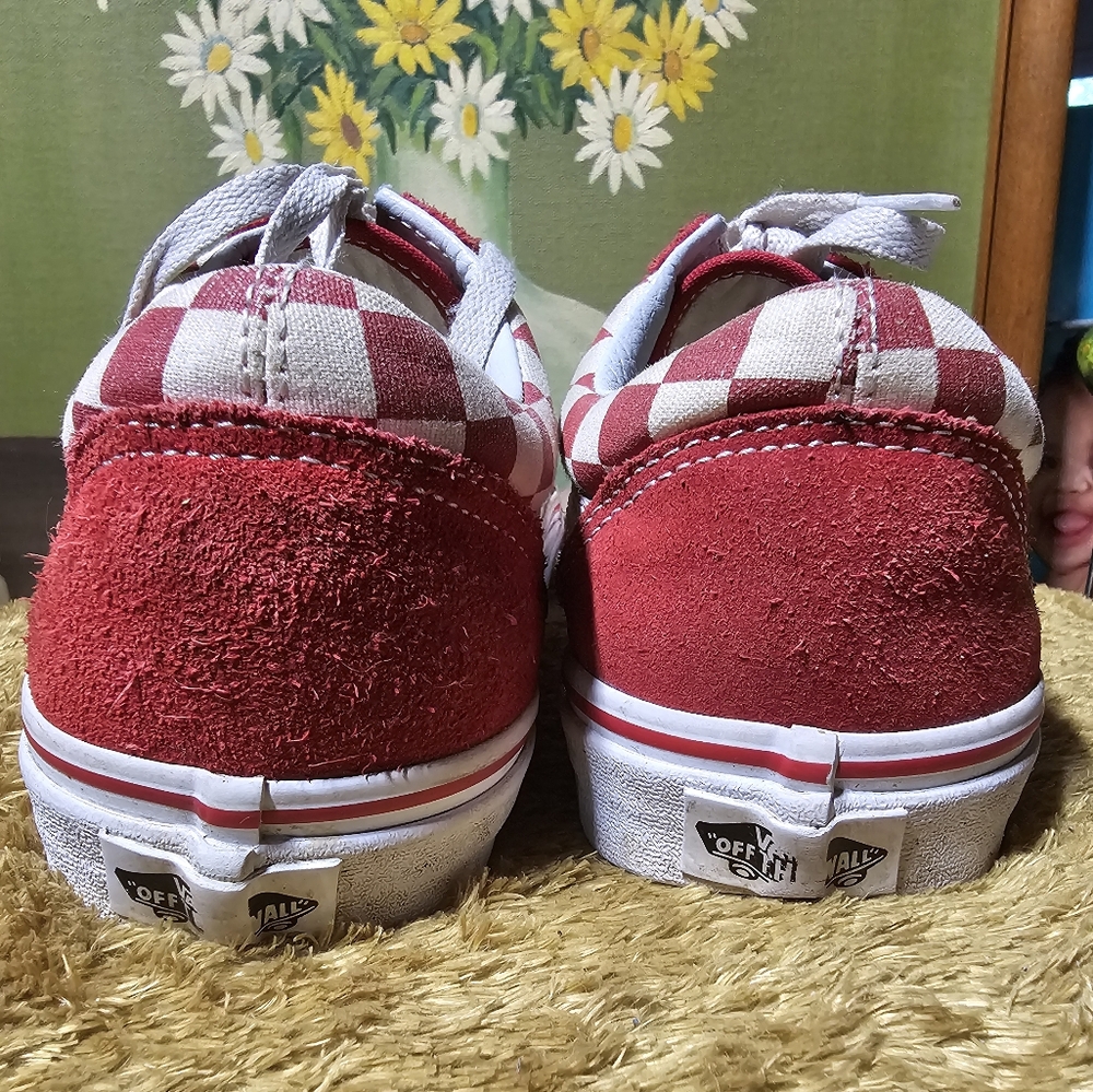 Red Checkered Lowtop Checkered Vans View 5